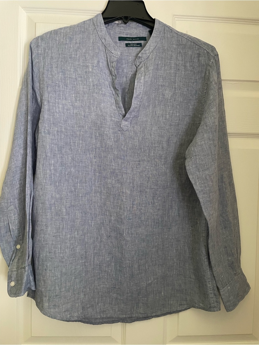Perry Ellis  Light Blue Linen Shirt
